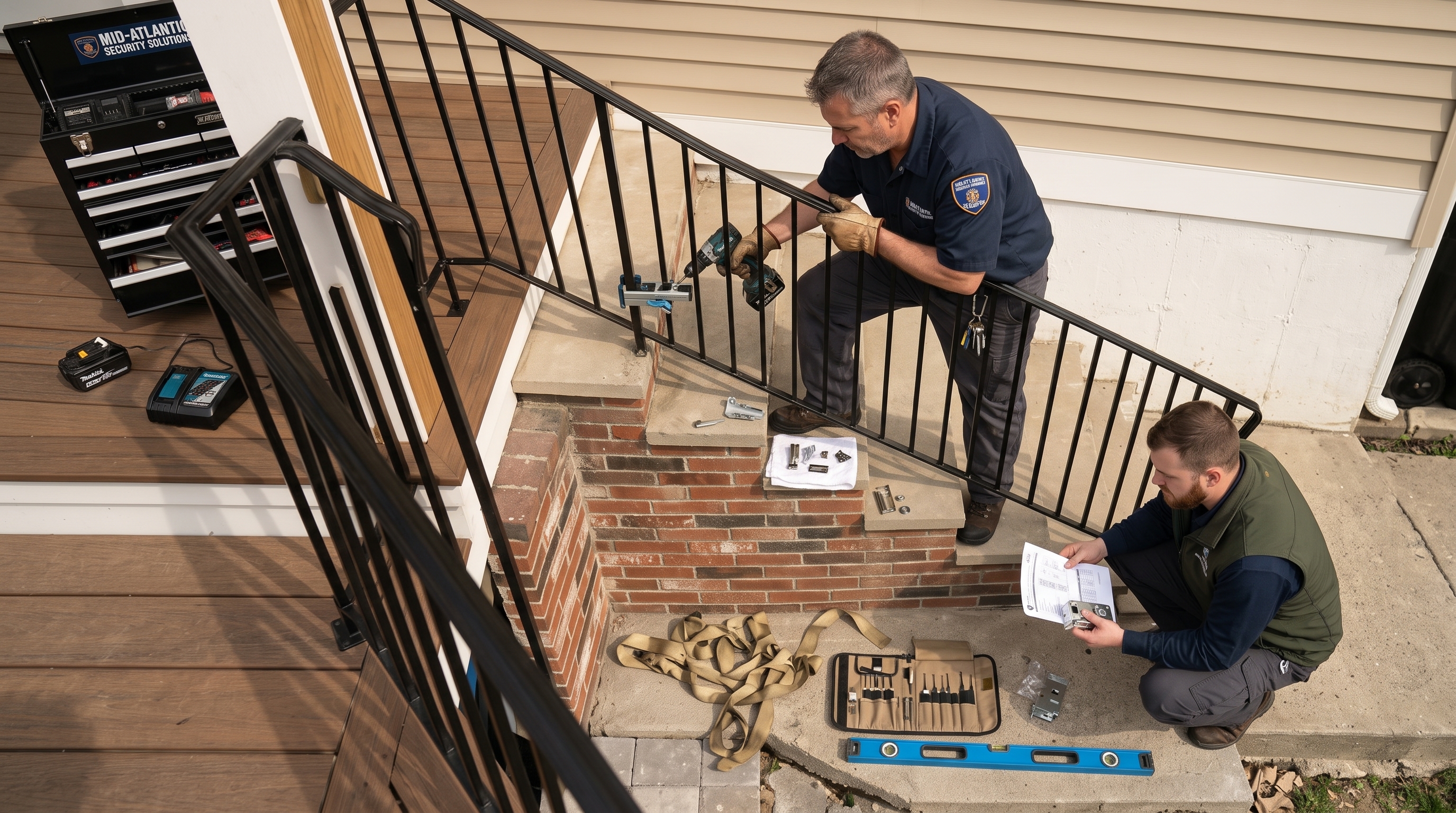 Iron worker fabricating custom railings
